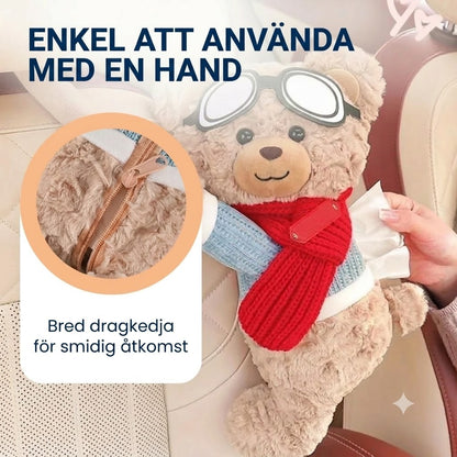 Tissuehållare i form av en plyschbjörn för bilen