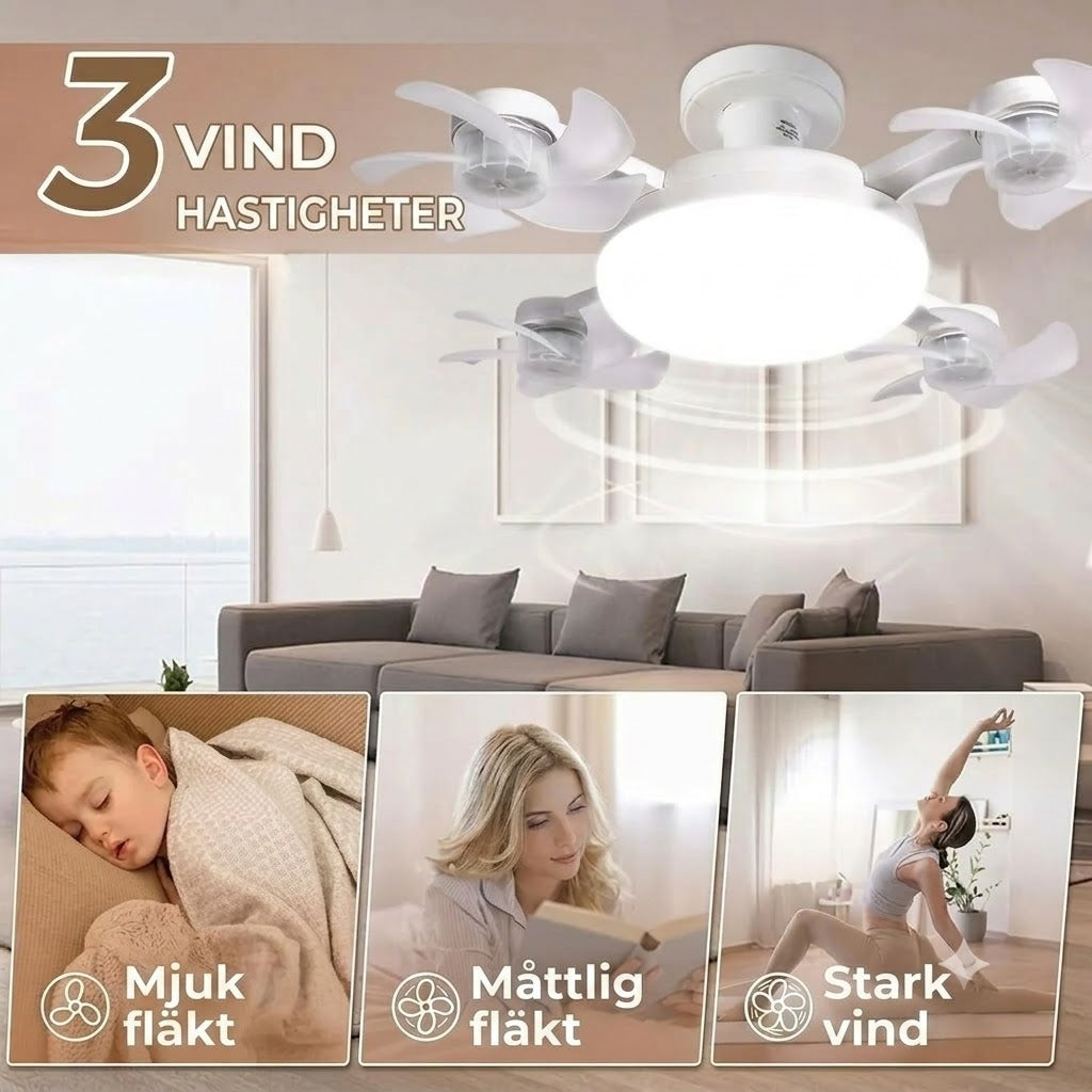 AirDrone takfläkt med LED-belysning och fjärrkontroll
