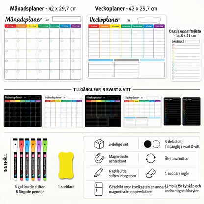 Magnetisk familjeplanerare för månad vecka och dag