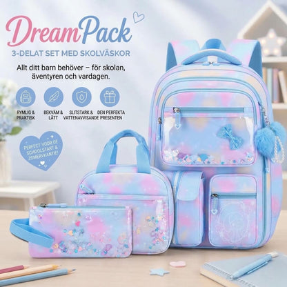DreamPack 3-delat skolset med glittrande detaljer