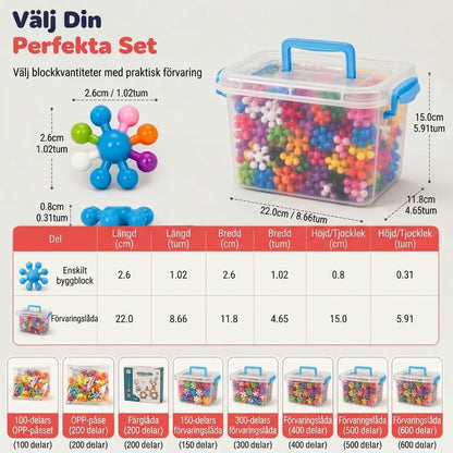 3D snöflingebyggklossar för barn