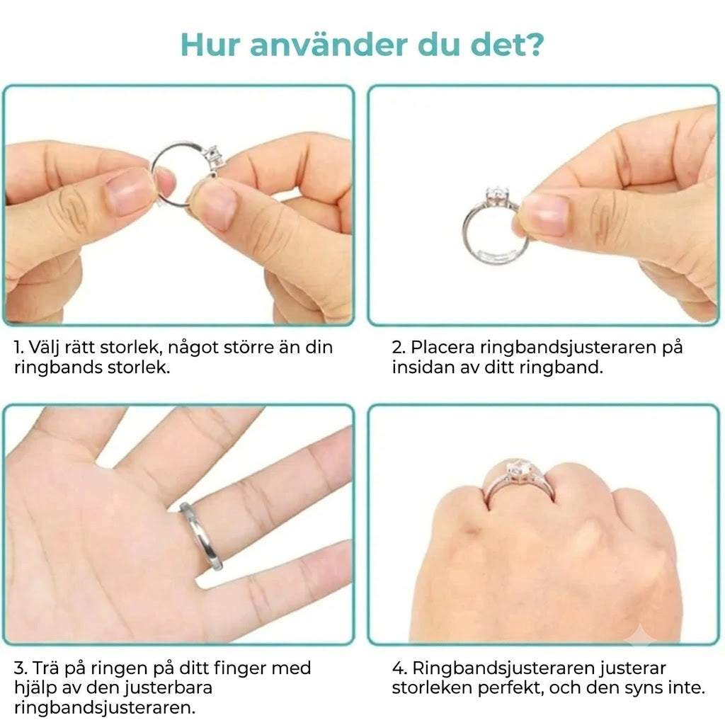 Osynliga ringstorleksjusterare set med 8 stycken