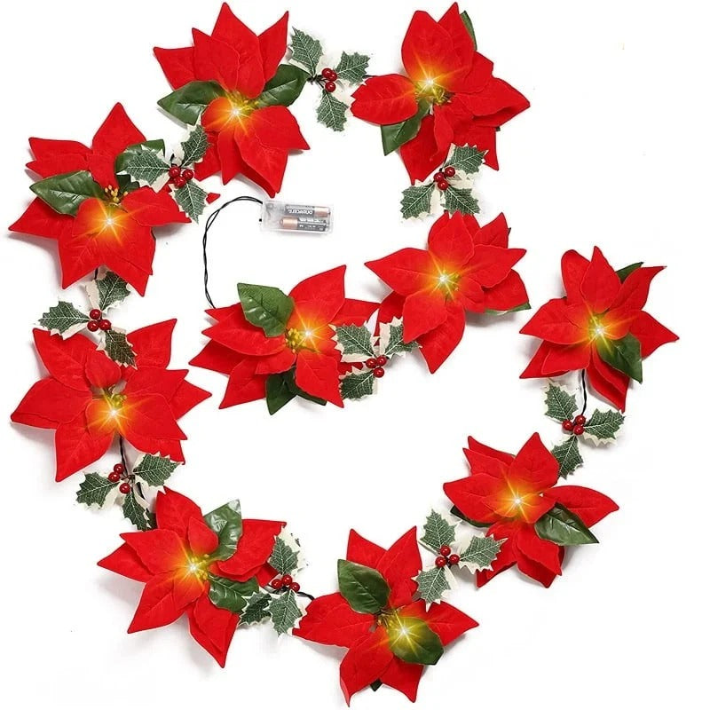 LED-blomsterslinga för juldekoration
