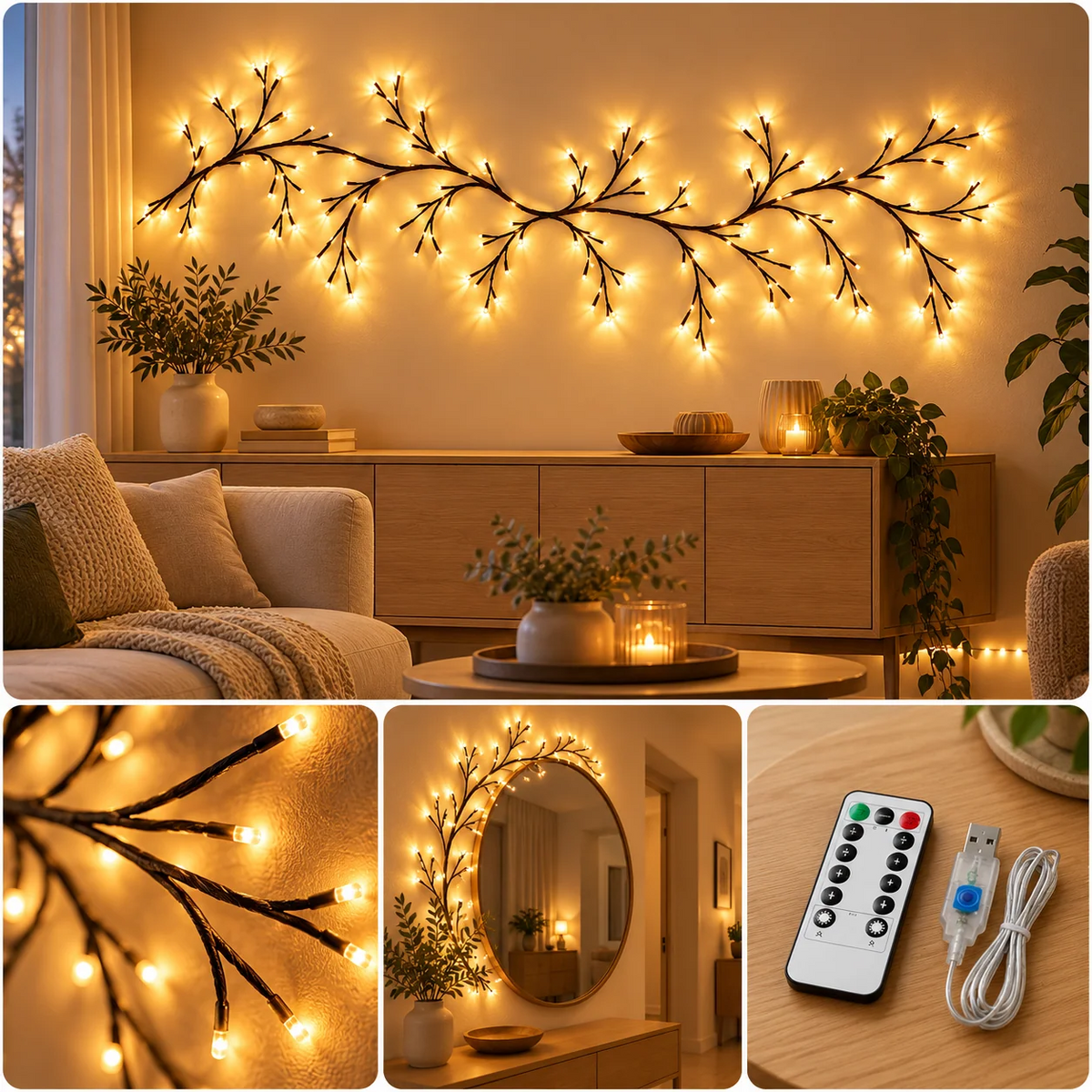 Twinkle Wood LED-dekorationsgrenar