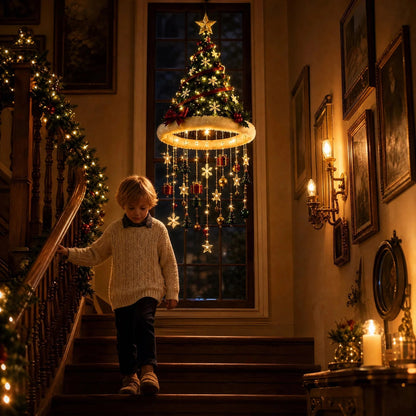LED-julljuskrona med tomteluvor för juldekoration