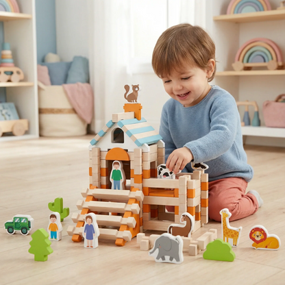 Montessori byggklossar i trä