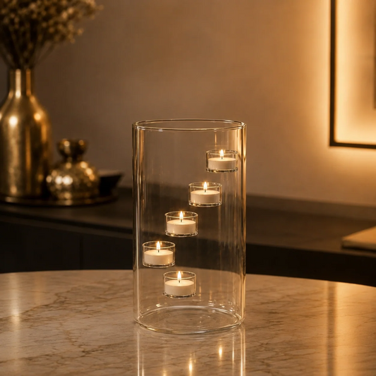 Aura Glass ljuslykta i glas med svävande ljuseffekt