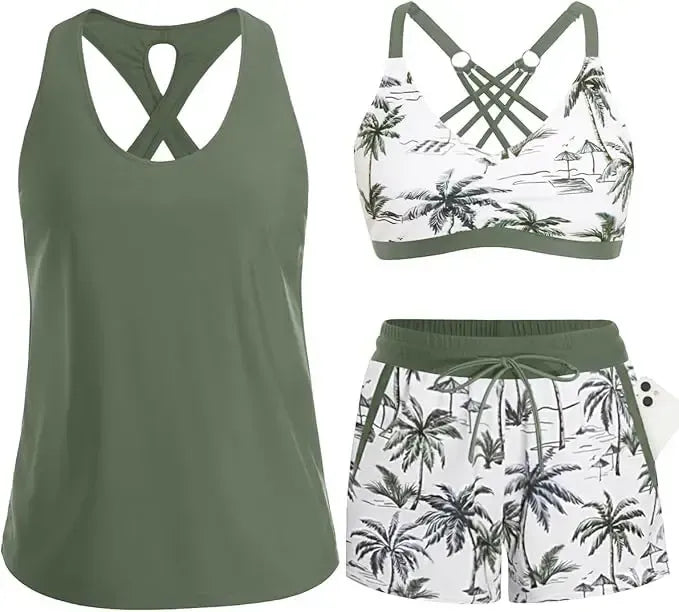 Tankini-set med mage-täckande effekt