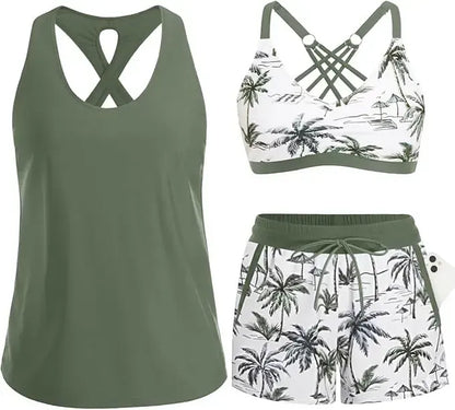 Tankini-set med mage-täckande effekt