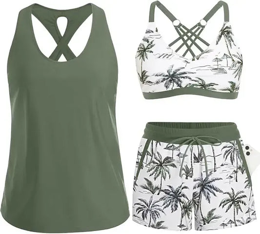 Tankini-set med mage-täckande effekt