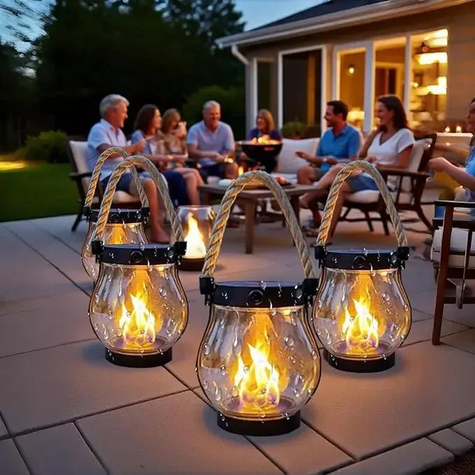 Stämningsfull solcellslykta med flameffekt