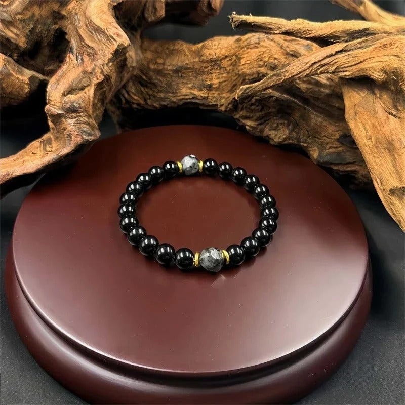 Skyddande armband med obsidian och turmalin
