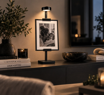 Tavelställ med LED-belysning för foto och målning