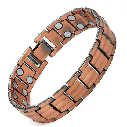 Retro herrarmband med kors och dubbelradigt magnetlås