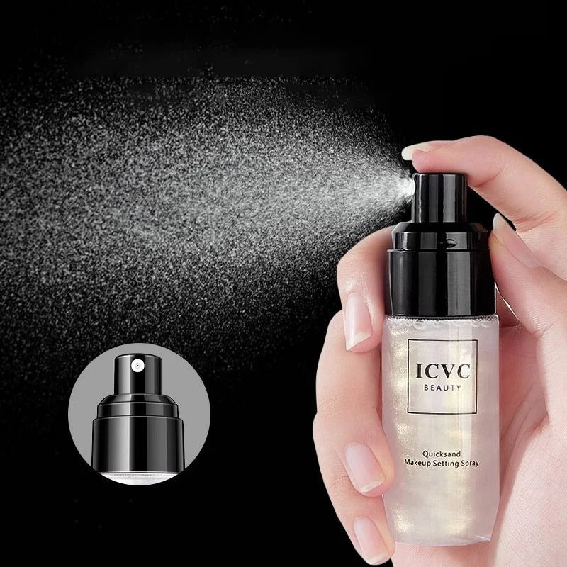 Nedmattande och vattenfast settingspray för smink med SPF 45