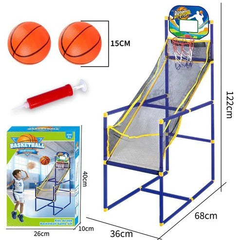 Basketset för Inomhusbruk med Fyra Bollar och Automatisk Bollretur
