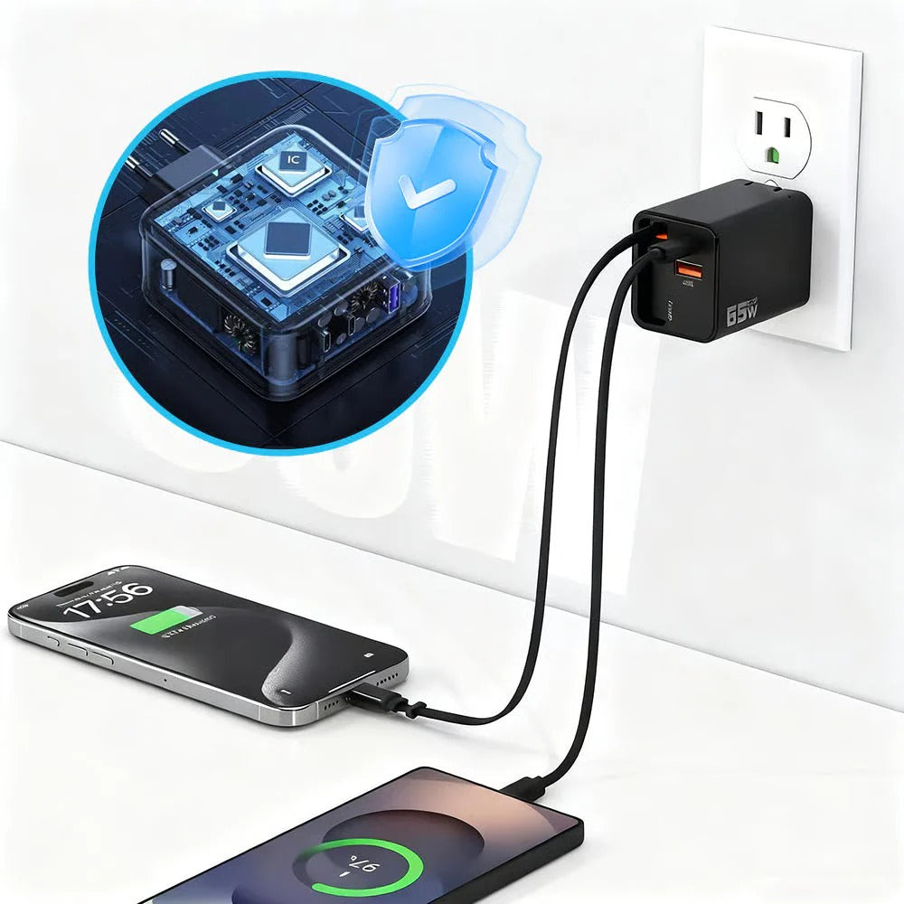 65W 3-i-1 smart utdragbar snabbladdare