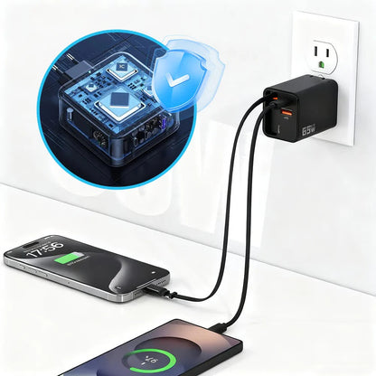 65W 3-i-1 smart utdragbar snabbladdare