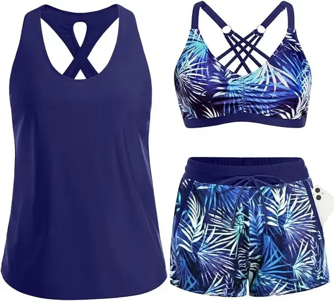 Tankini-set med mage-täckande effekt