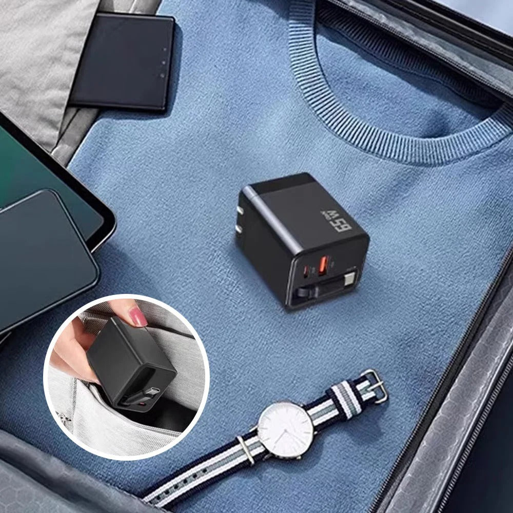 65W 3-i-1 smart utdragbar snabbladdare