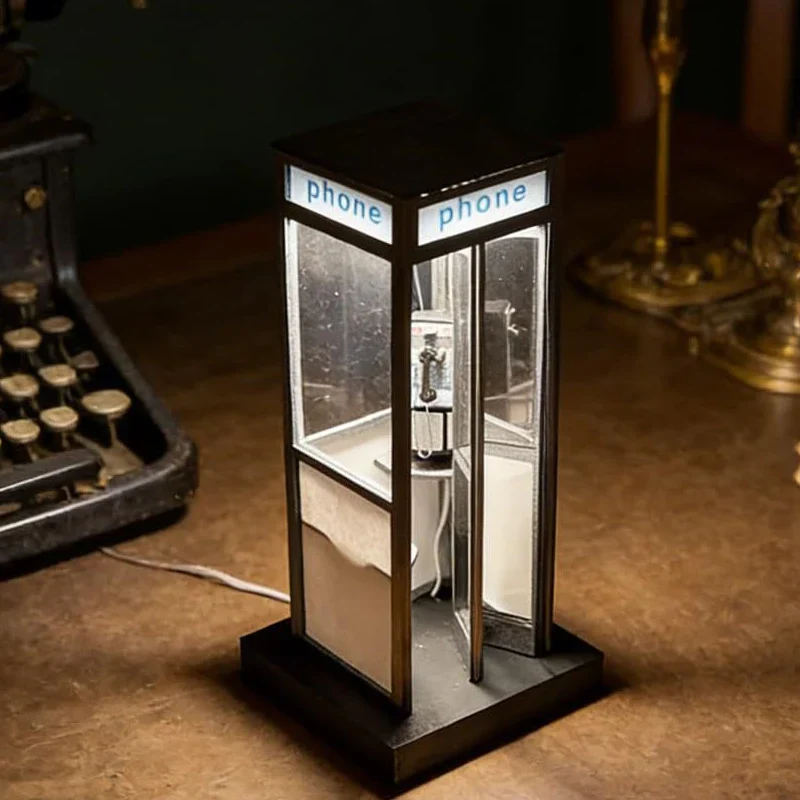 Retro telefonkiosk-lampa