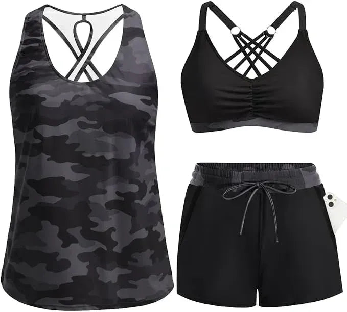 Tankini-set med mage-täckande effekt