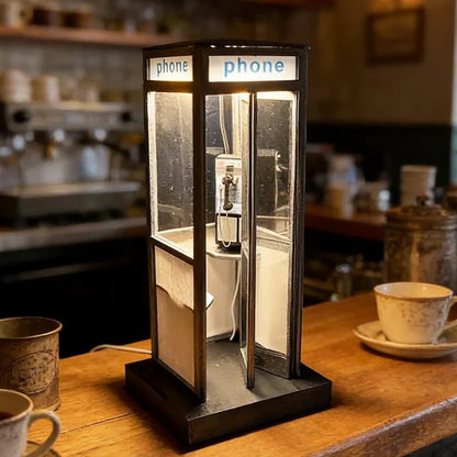 Retro telefonkiosk-lampa