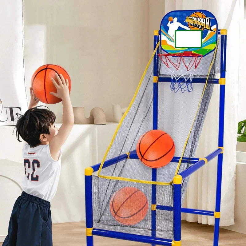 Basketset för Inomhusbruk med Fyra Bollar och Automatisk Bollretur