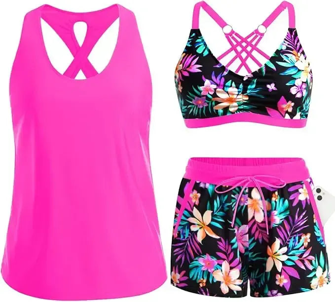 Tankini-set med mage-täckande effekt