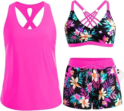 Tankini-set med mage-täckande effekt