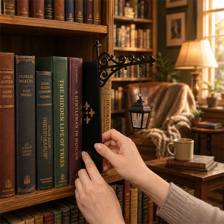 Lysande Bokstöd med Retro Gatlykta i Miniatyr