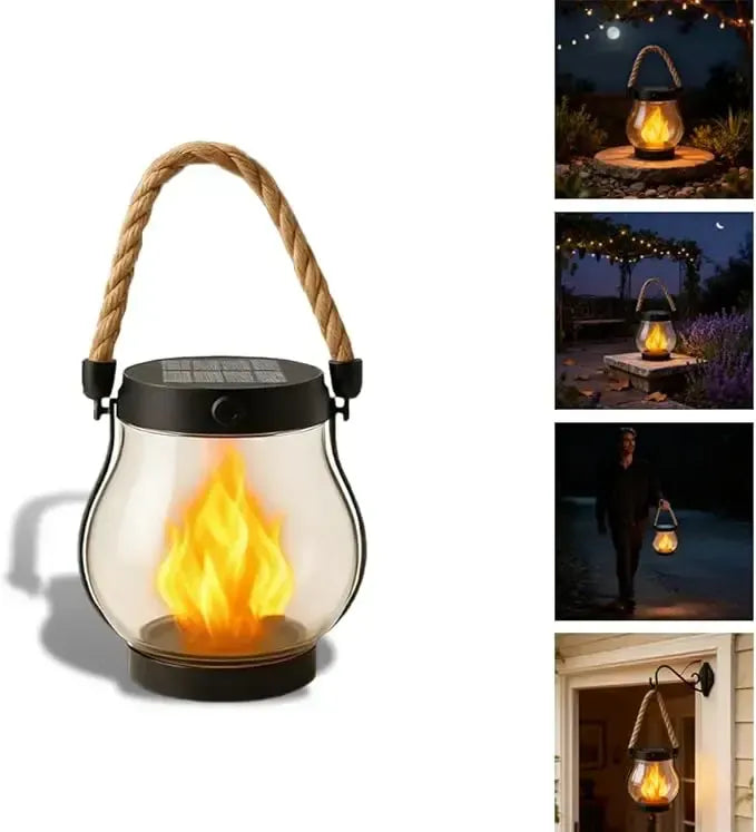 Stämningsfull solcellslykta med flameffekt