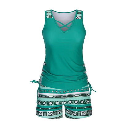 BohoBelle tankini med högmidjade badshorts