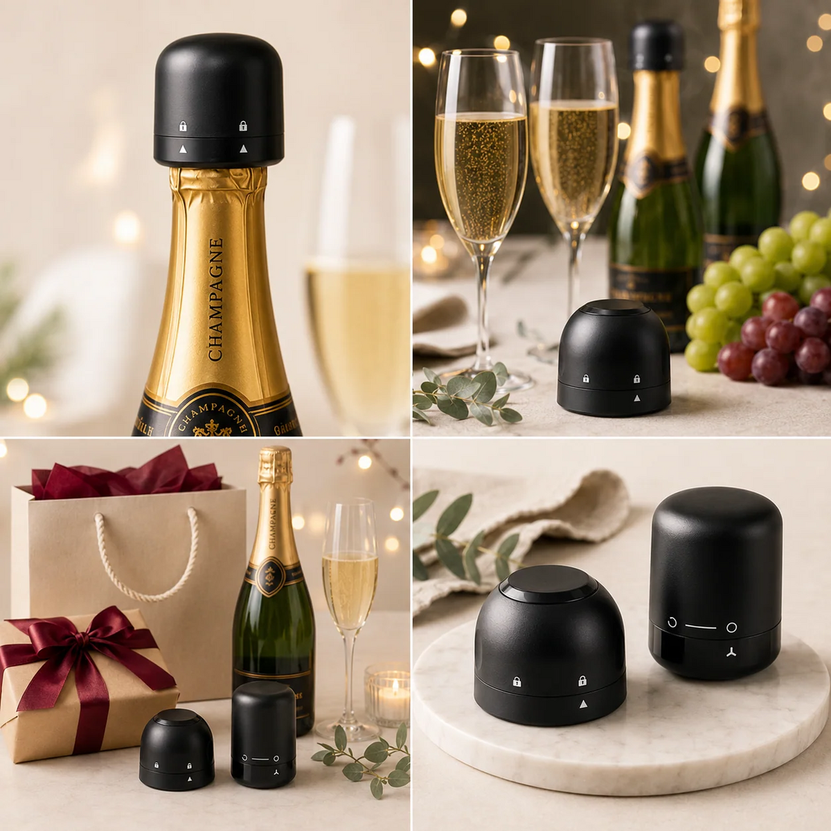 Flaskproppar för vin och champagne 4-pack