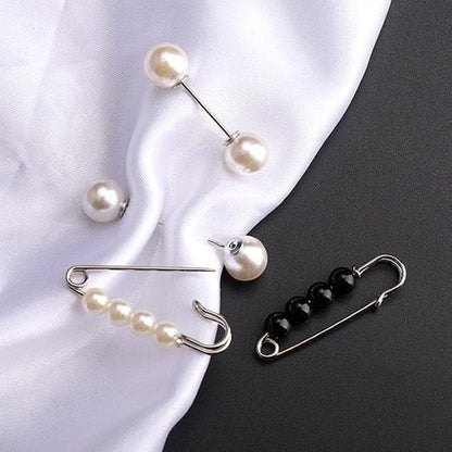 Säkerhetsnålsbrosch med Strass och Pärlor