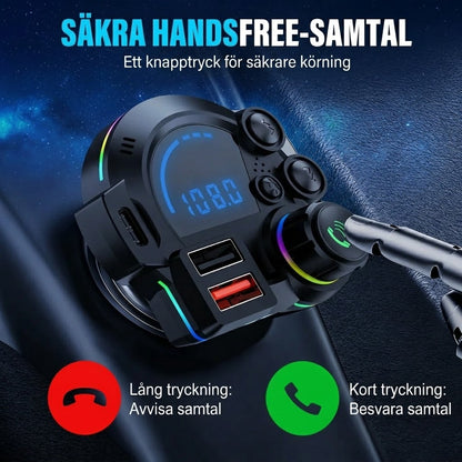 FM Bluetooth sändare för bil med handsfree samtal
